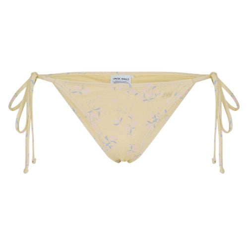 Pastel Yellow - Front - Jack Wills Womens-Ladies Triangle Side Tie Bikini Bottoms
