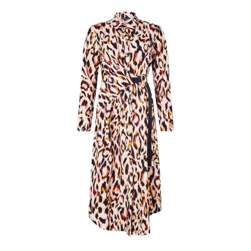 Front - Biba Womens/Ladies Leopard Print Midi Shirt Dress