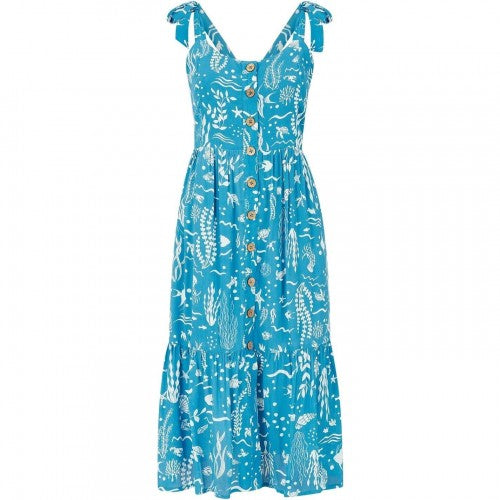 Front - Yumi Womens/Ladies Sealife Scoop Neck Sleeveless Slip Dress