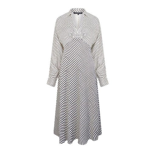 Front - French Connection Womens/Ladies Candice Striped V Neck Midi Dress