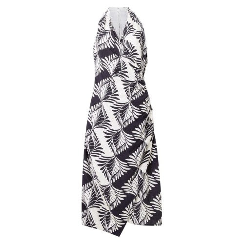 Front - French Connection Womens/Ladies Ariette Leaf Print Halter Neck Wrap Dress