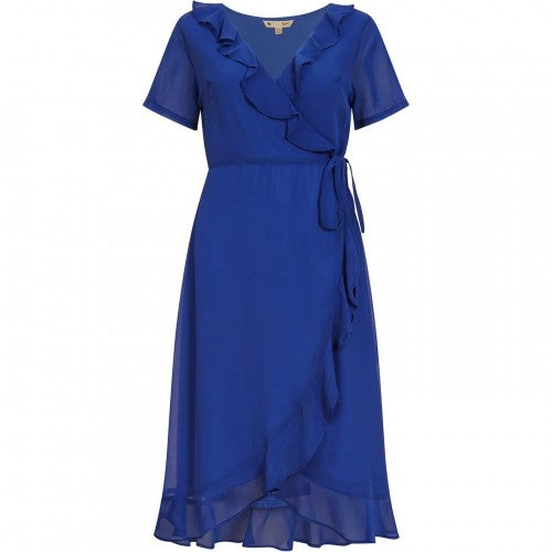 Front - Yumi Womens/Ladies Frill V Neck Wrap Dress