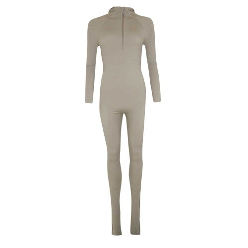 Front - Adidas Womens/Ladies Plain Zip Neck Long-Sleeved Jumpsuit