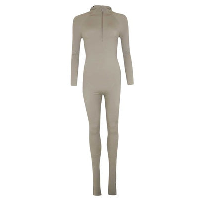 Front - Adidas Womens/Ladies Plain Zip Neck Long-Sleeved Jumpsuit