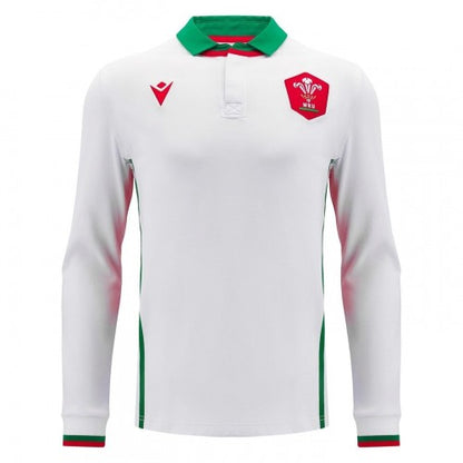 Front - Macron Mens 24/25 Welsh Rugby Union Long-Sleeved Rugby Shirt