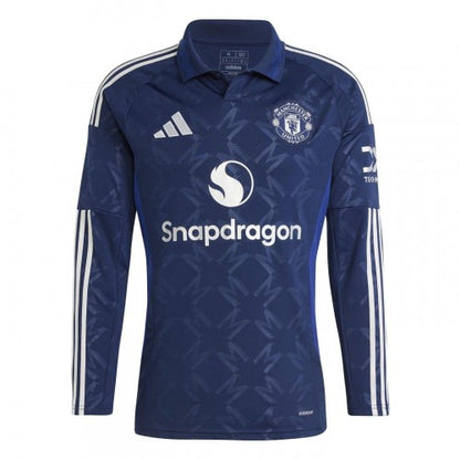 Front - Adidas Mens 24/25 Manchester United FC Long-Sleeved Away Shirt