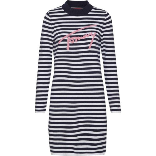 Front - Tommy Hilfiger Womens/Ladies Stripe Fitted Mini Dress