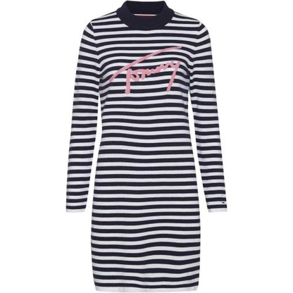 Front - Tommy Hilfiger Womens/Ladies Stripe Fitted Mini Dress