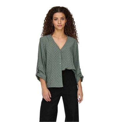 Front - Only Womens/Ladies Polka Dot V Neck Long-Sleeved Shirt