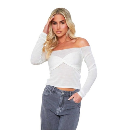 Front - Missy Empire Womens/Ladies Overlay Sheer Knit Bralette Top