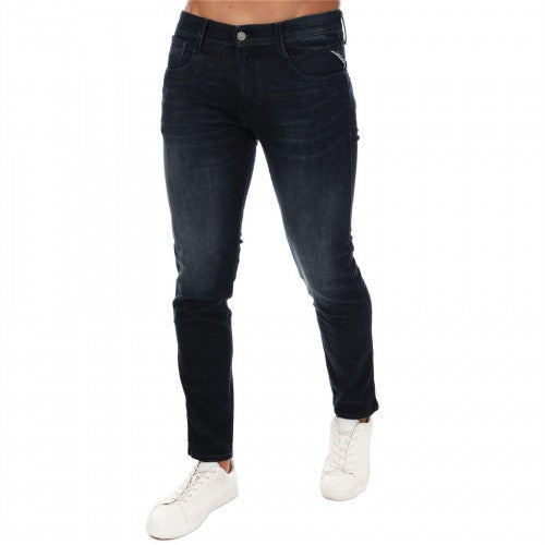 Front - Replay Mens Anbass Stretch Slim Jeans