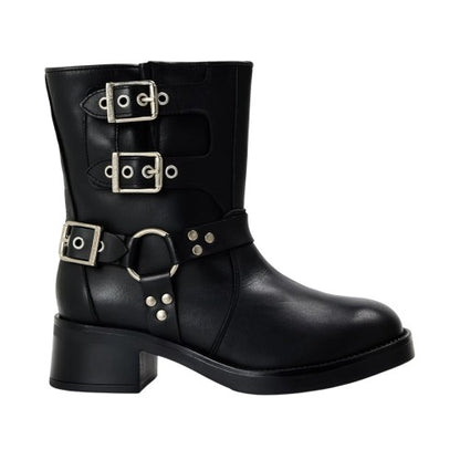 Front - Steve Madden Womens/Ladies Becase Leather Block Heel Motorcycle Boots