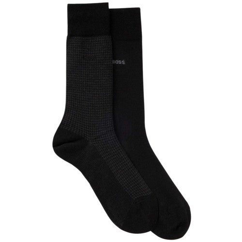 Front - Boss Mens Houndstooth Crew Socks (Pack of 2)