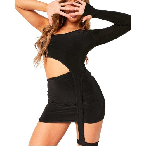 Front - Missy Empire Womens/Ladies Cut Out Double Layer Mini Dress