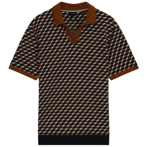 Front - Ted Baker Mens Geometric Jacquard Collared Polo Shirt