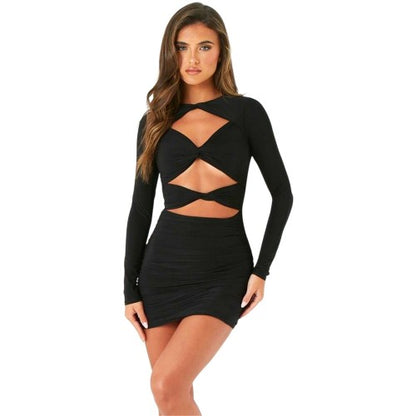 Front - Missy Empire Womens/Ladies Slinky Cut Out Mini Dress