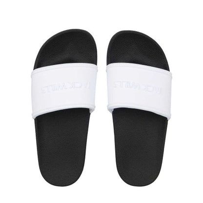 White-Black - Side - Jack Wills Womens-Ladies Logo Padded Flat Sliders