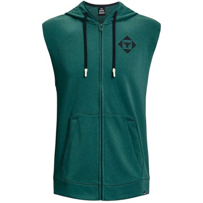 Front - Under Armour Mens Project Rock Graphic Print Hooded Sleeveless Hoodie