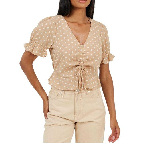 Front - Brave Soul Womens/Ladies Polka Dot Frill Top