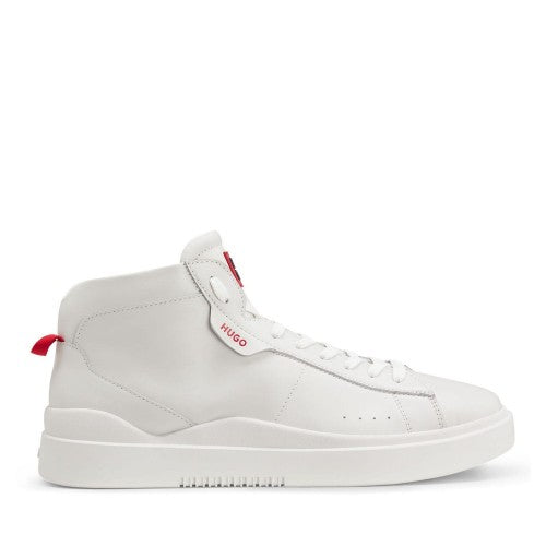 White - Front - Hugo Womens-Ladies Blake Hi Top Leather Trainers