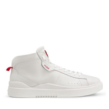 White - Front - Hugo Womens-Ladies Blake Hi Top Leather Trainers