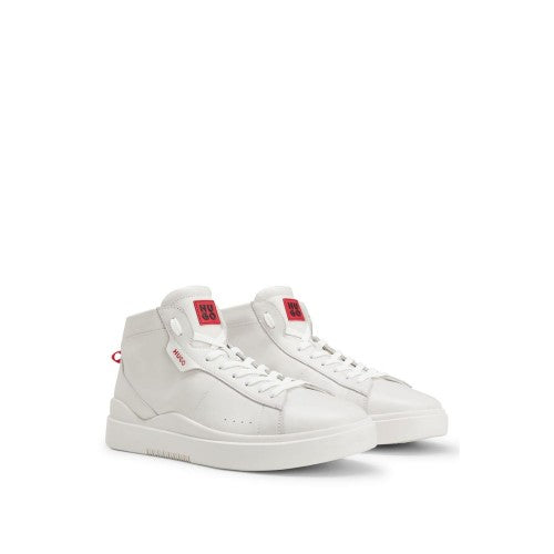 White - Side - Hugo Womens-Ladies Blake Hi Top Leather Trainers