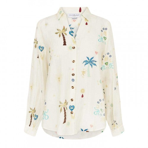 Front - Never Fully Dressed Womens/Ladies Palm Print Lyocell Long-Sleeved Shirt