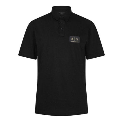 Front - Armani Exchange Mens Badge Logo Polo Shirt