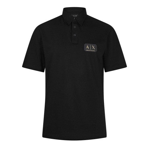 Front - Armani Exchange Mens Badge Logo Polo Shirt