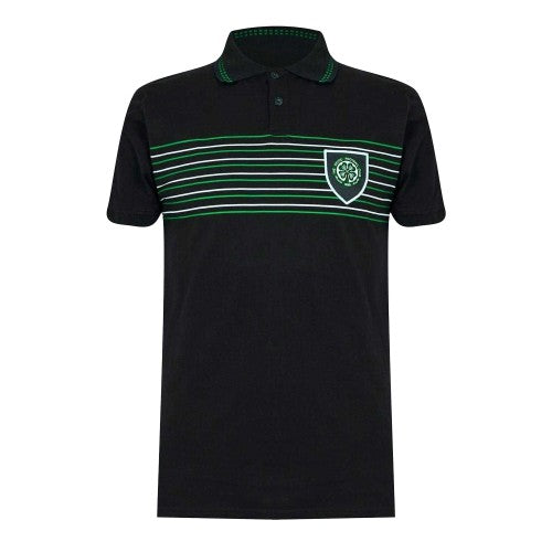 Front - Celtic FC Mens Retro Stripe Polo Shirt