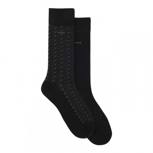 Front - Boss Mens Patterned Crew Socks (Pack of 2)