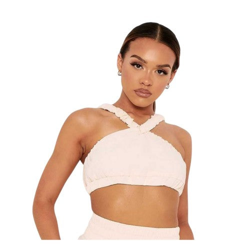 Front - Missy Empire Womens/Ladies Pleated Strappy Crop Top