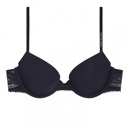 Front - Tommy Hilfiger Womens/Ladies Lace Detail Balconette Push Up Bra