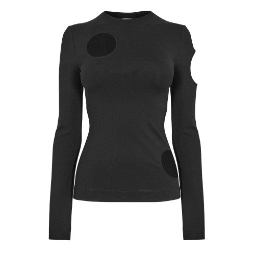 Front - Off White Womens/Ladies Meteor Cut Out Long-Sleeved Top