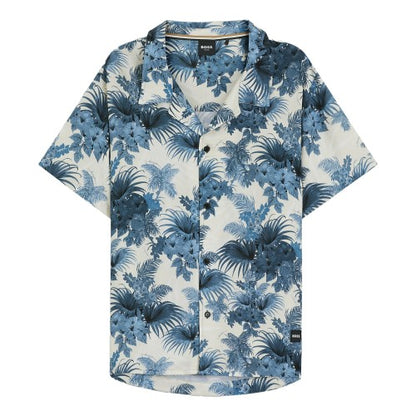 Front - Boss Mens Floral Regular Short-Sleeved Shirt