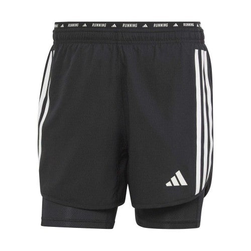 Front - Adidas Mens Own The Run 3 Stripes 2 in 1 Running Shorts