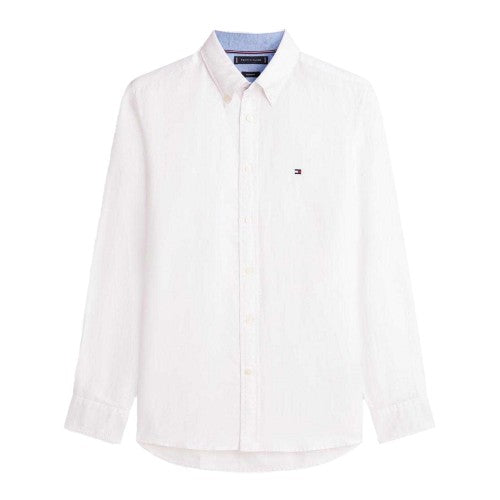 Front - Tommy Hilfiger Mens Embroidered Logo Linen Shirt