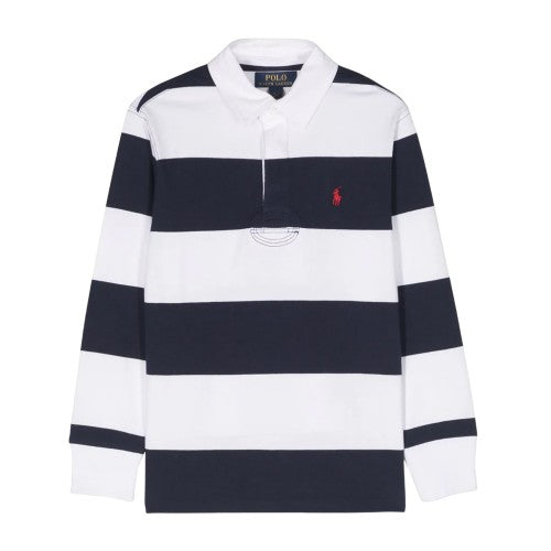 Front - Ralph Lauren Childrens/Kids Stripe Collared Rugby Shirt