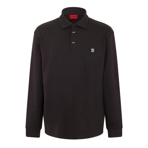 Front - Hugo Mens Patch Collared Long-Sleeved Polo Shirt