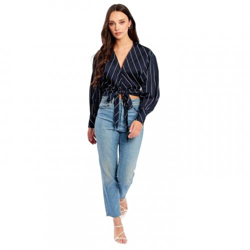 Front - Influence Womens/Ladies Cropped Relaxed Fit Balloon Sleeve Shirt