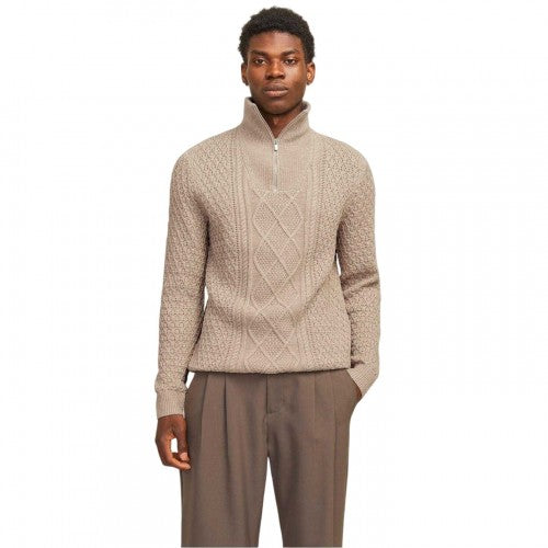 Front - Jack And Jones Mens Cable Knit Regular Jumper