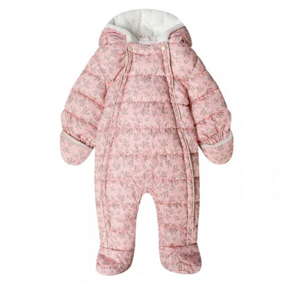 Front - Minoti Baby Floral Long-Sleeved Snowsuit