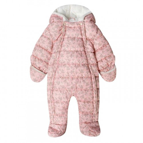 Front - Minoti Baby Floral Long-Sleeved Snowsuit