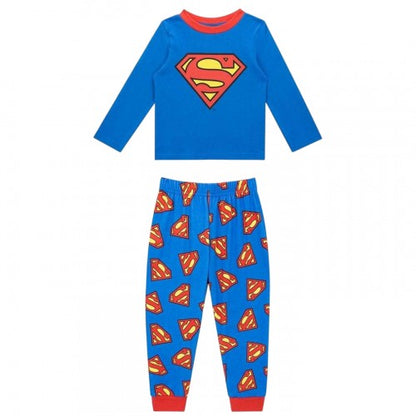 Front - Superman Boys Brushed Cotton Long Pyjama Set