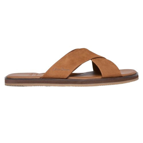 Front - Oliver Sweeney Mens Chesil Leather Cross Strap Flat Flip Flops