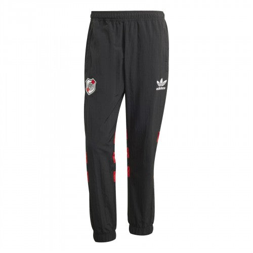 Front - Adidas Mens Club Atlético River Plate Tapered Tracksuit Bottoms