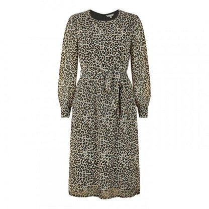 Front - Yumi Womens/Ladies Leopard Print Crew Neck Skater Dress