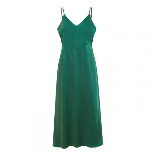 Front - Yumi Womens/Ladies Satin V Neck Slip Dress