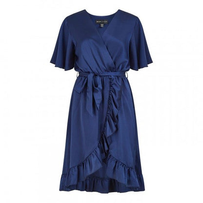 Front - Mela London Womens/Ladies V Neck Flutter Wrap Dress
