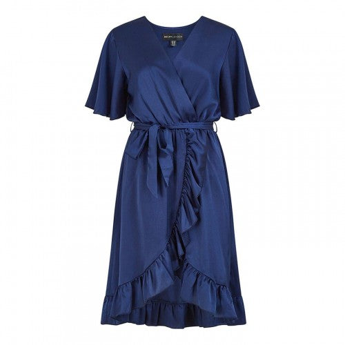 Front - Mela London Womens/Ladies V Neck Flutter Wrap Dress